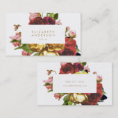 Fleurs d'antiquités Carte de visite Rose (Devant / Derrière)