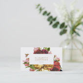 Fleurs d'antiquités Carte de visite Rose (Debout devant)