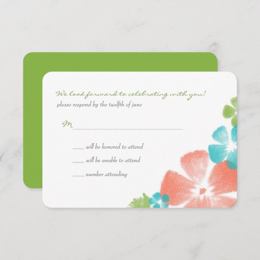 Fleurs d'aquarelle à chaux multiplesMariage RSVP (Devant / Derrière)