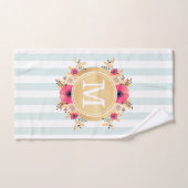 Fleurs d'aquarelle à la menthe Faux or Monogramme (Serviette à main)