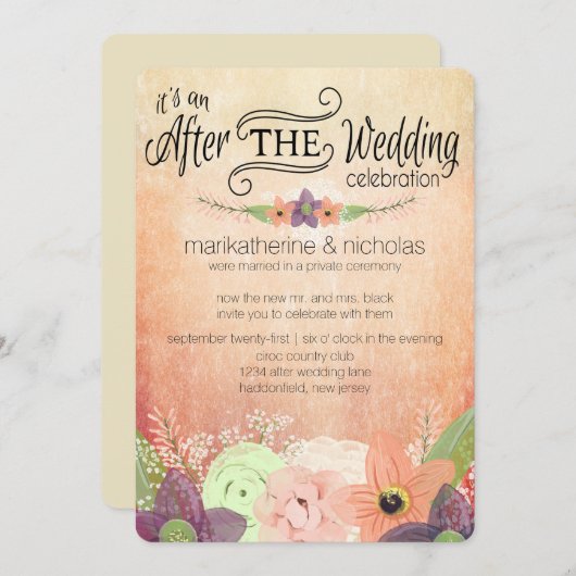 Fleurs d'aquarelle après les invitations Mariages (Devant / Derrière)