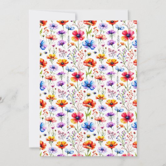 Fleurs d'aquarelle Baptême Invitation (Dos)