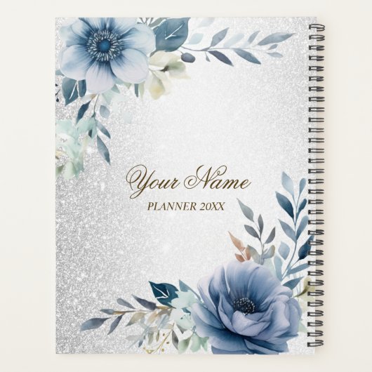 Fleurs d'Aquarelle bleu Dusty Silver Elégant (Dos)