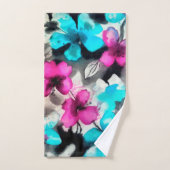 Fleurs d'aquarelle bleu rose blanc (Serviette à main)