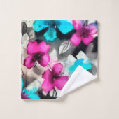 Fleurs d'aquarelle bleu rose blanc (Gant de toilette)