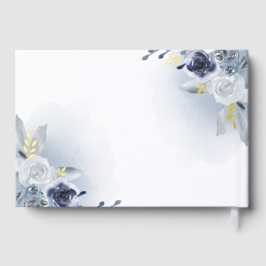 fleurs d'aquarelle bleue Baptême (Verso)