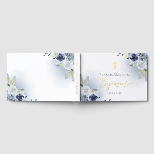 fleurs d'aquarelle bleue Baptême (Complet)