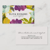 Fleurs d'aquarelle Boho | Carte de visite floral (Devant / Derrière)