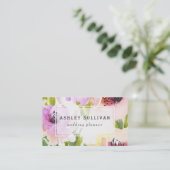 Fleurs d'aquarelle Boho | Carte de visite floral (Debout devant)