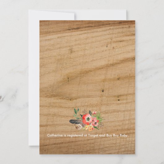 Fleurs d'aquarelle Boho | Invitation Baby shower (Dos)