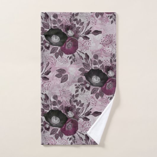 Fleurs d'aquarelle bordeaux. (Serviette à main)