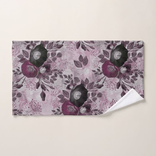 Fleurs d'aquarelle bordeaux. (Serviette à main)