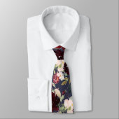 Fleurs d'aquarelle Burgundy Blush Cravate (Attaché)