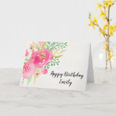 Fleurs d'aquarelle - Carte d'anniversaire personna (Fleur jaune)