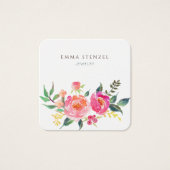 Fleurs d'aquarelle Carte de visite Carré Floral (Devant)