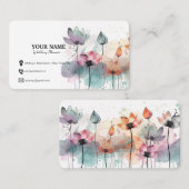 Fleurs d'aquarelle Carte de visite floral (Devant / Derrière)
