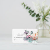 Fleurs d'aquarelle Carte de visite floral (Debout devant)