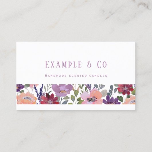 Fleurs d'aquarelle carte de visite Vintage (Dos)