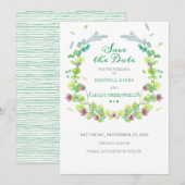 Fleurs d'aquarelle couronne Enregistrer la carte d (Devant / Derrière)