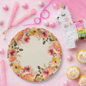 Fleurs d'aquarelle d'automne Assiette en papier (Fête)