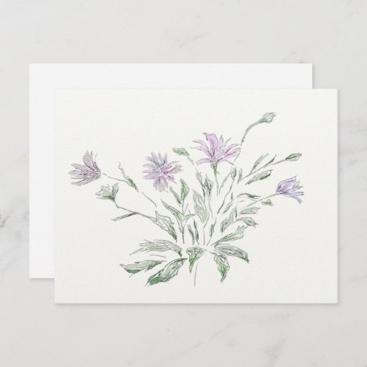 Fleurs d'aquarelle de carte postale (Devant / Derrière)