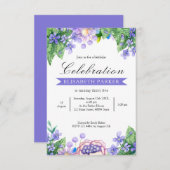 Fleurs d'aquarelle de lavande Invitation d'anniver (Devant / Derrière)
