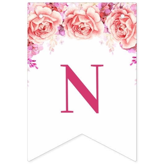 Fleurs d'aquarelle de rose de bannière de (Troisième drapeau)