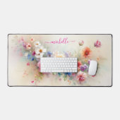 Fleurs d'Aquarelle Élégantes Monogramme Nom Person (Clavier et souris)