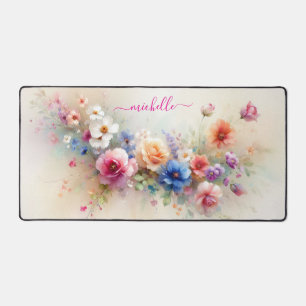 Fleurs d'Aquarelle Élégantes Monogramme Nom Person