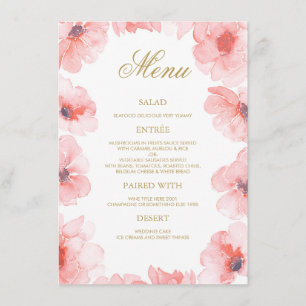 Fleurs d'aquarelle en bleu clair Menu élégant
