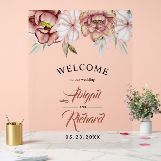 Fleurs d'aquarelle en terre cuite mariage BIENVENU (Mariage)