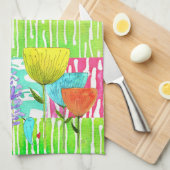 Fleurs d'aquarelle en Whimsical Serviettes de cuis (Quart Plié)