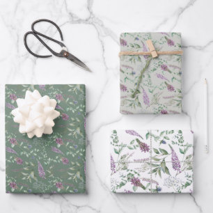 Fleurs d'aquarelle enveloppant des feuilles de pap