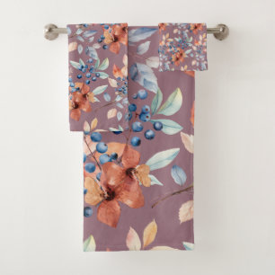 Fleurs d'aquarelle et baies sur Mauve