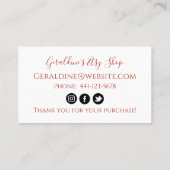 Fleurs d'aquarelle et Carte de visite de baies (Dos)