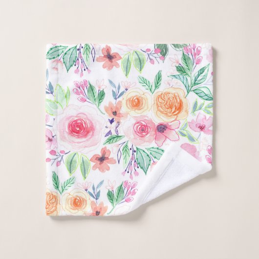 Fleurs d'aquarelle et feuilles (Gant de toilette)