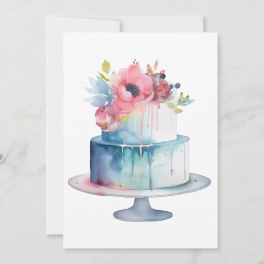 Fleurs d'aquarelle et gâteaux Invitation à la douc (Dos)