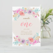 Fleurs d'aquarelle Fille Invitation d'anniversaire (Debout devant)