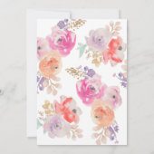 Fleurs d'aquarelle Fille Invitation d'anniversaire (Dos)
