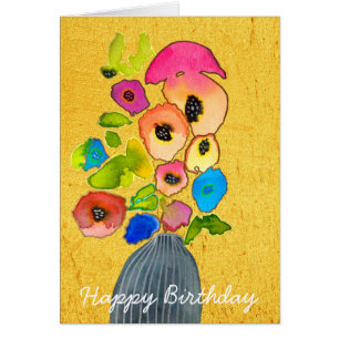 Fleurs d'aquarelle florale dans le vase