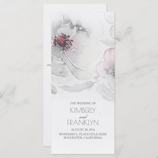 Fleurs d'aquarelle gris Programmes de mariage Boho (Devant / Derrière)