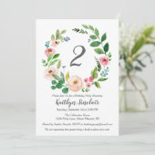 Fleurs d'aquarelle Invitation de fête d'anniversai (Debout devant)