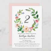 Fleurs d'aquarelle Invitation de fête d'anniversai (Devant / Derrière)