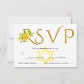 Fleurs d'aquarelle jaune B' Not Mitzvah RSVP (Devant)