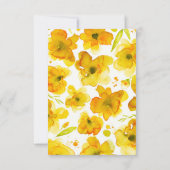 fleurs d'aquarelle jaune mariage romantique RSVP (Dos)