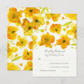 fleurs d'aquarelle jaune mariage romantique RSVP (Devant / Derrière)