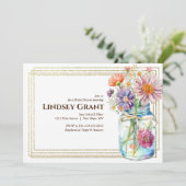 Fleurs d'aquarelle Mason Jar Invitation Fête des m (Debout devant)