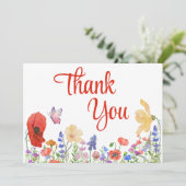 Fleurs d'aquarelle merci carte à plat (Debout devant)