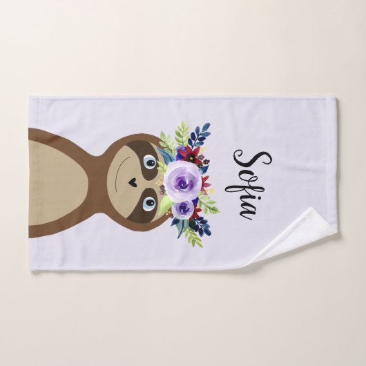 Fleurs d'aquarelle mignonnes et nom (Serviette à main)