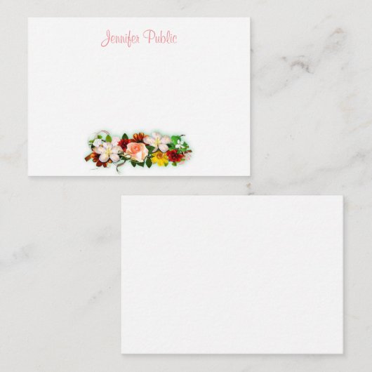 Fleurs d'aquarelle Modèle texte manuscrit (Devant / Derrière)